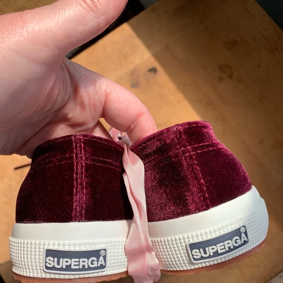 Superga Fantasia Collection Velvet Sneakers  7.5W, 6M, 38. NIB Burgundy/Pink - Picture 8 of 14